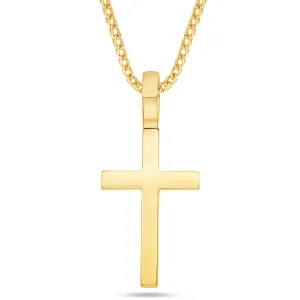 14K Gold Shyne Collection Large Solid Cross Pendant