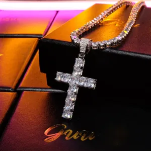 18k Gold-Plated CZ BlingBling Cross Hip Hop Pendant (With Chain)