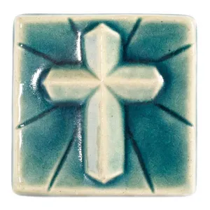 4x4 Mario's Cross Pewabic Tile - Glacier Gloss