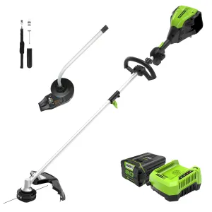 80V 16" Cordless Battery String Trimmer (Attachment Capable) & Horizontal Blower Attachment Combo Kit w/ 2.0Ah Battery & Charger