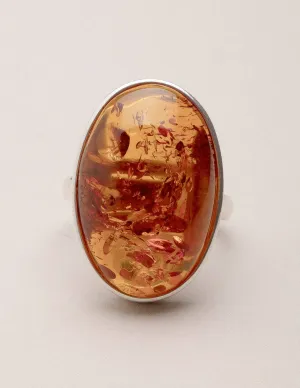 Amber Oval Ring - Adjustable