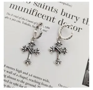 Antique Look Cross Crown Earrings