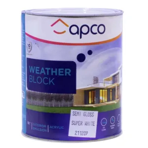 Apco Weatherblock Semi Gloss Acrylic White 1L