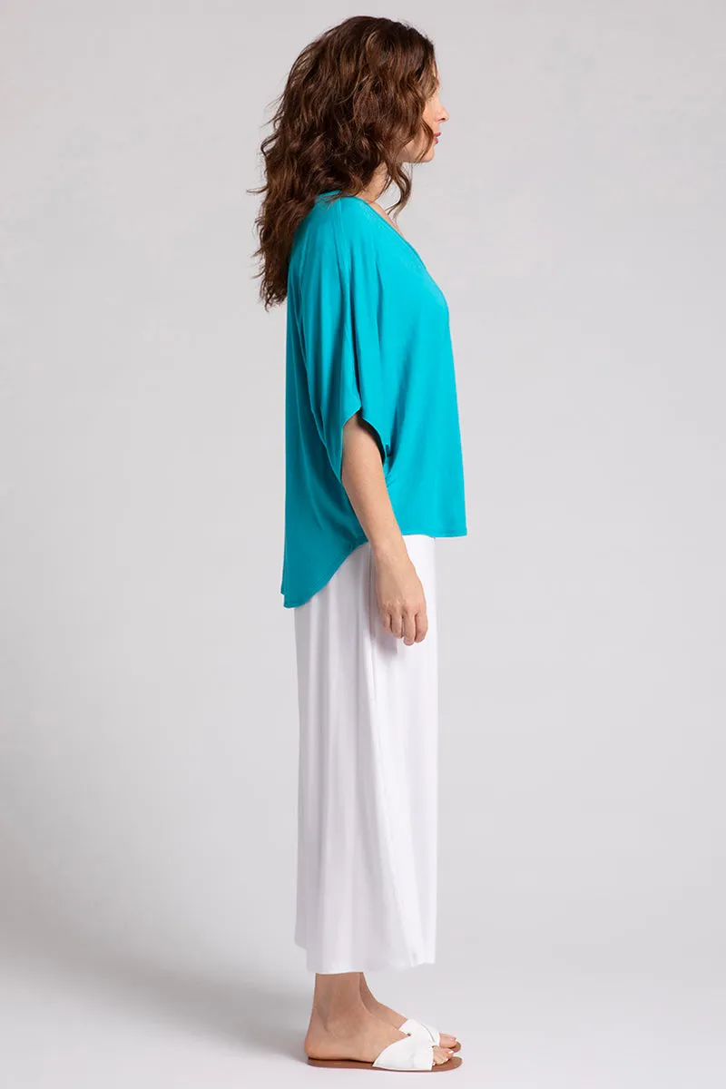 Bamboo V-Neck Dolman Top | Turquoise