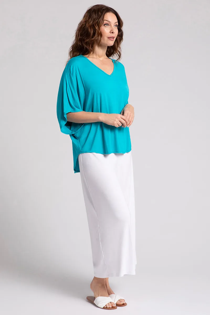 Bamboo V-Neck Dolman Top | Turquoise