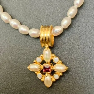 Botticelli Pearl, Opal, Garnet Necklace