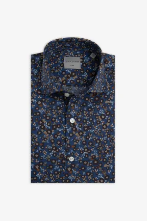 Camicia stampa fiori avion slim