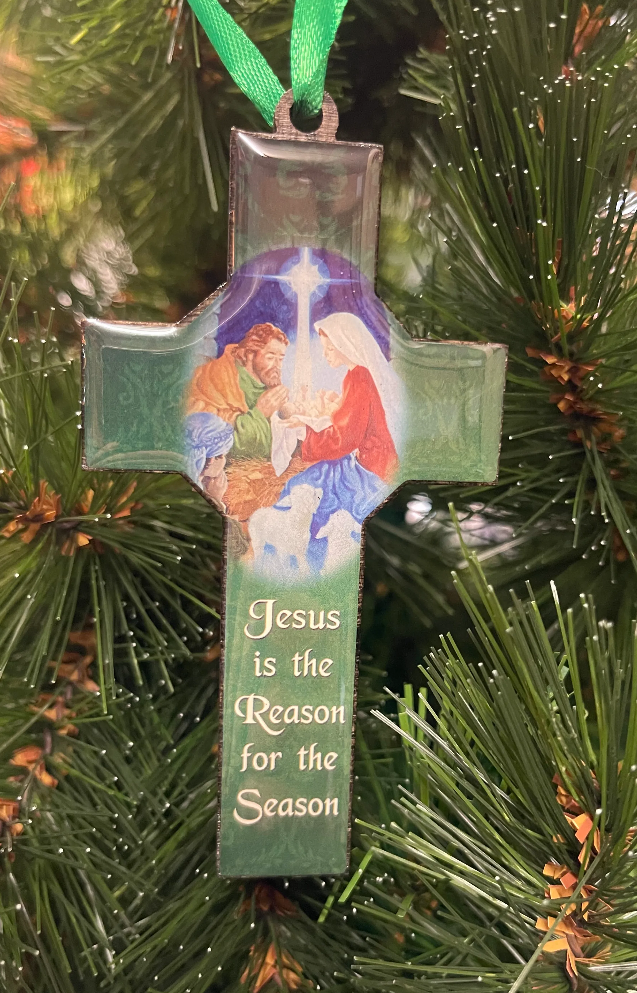 Christmas Cross Ornament - Jesus is the Reason for the Season