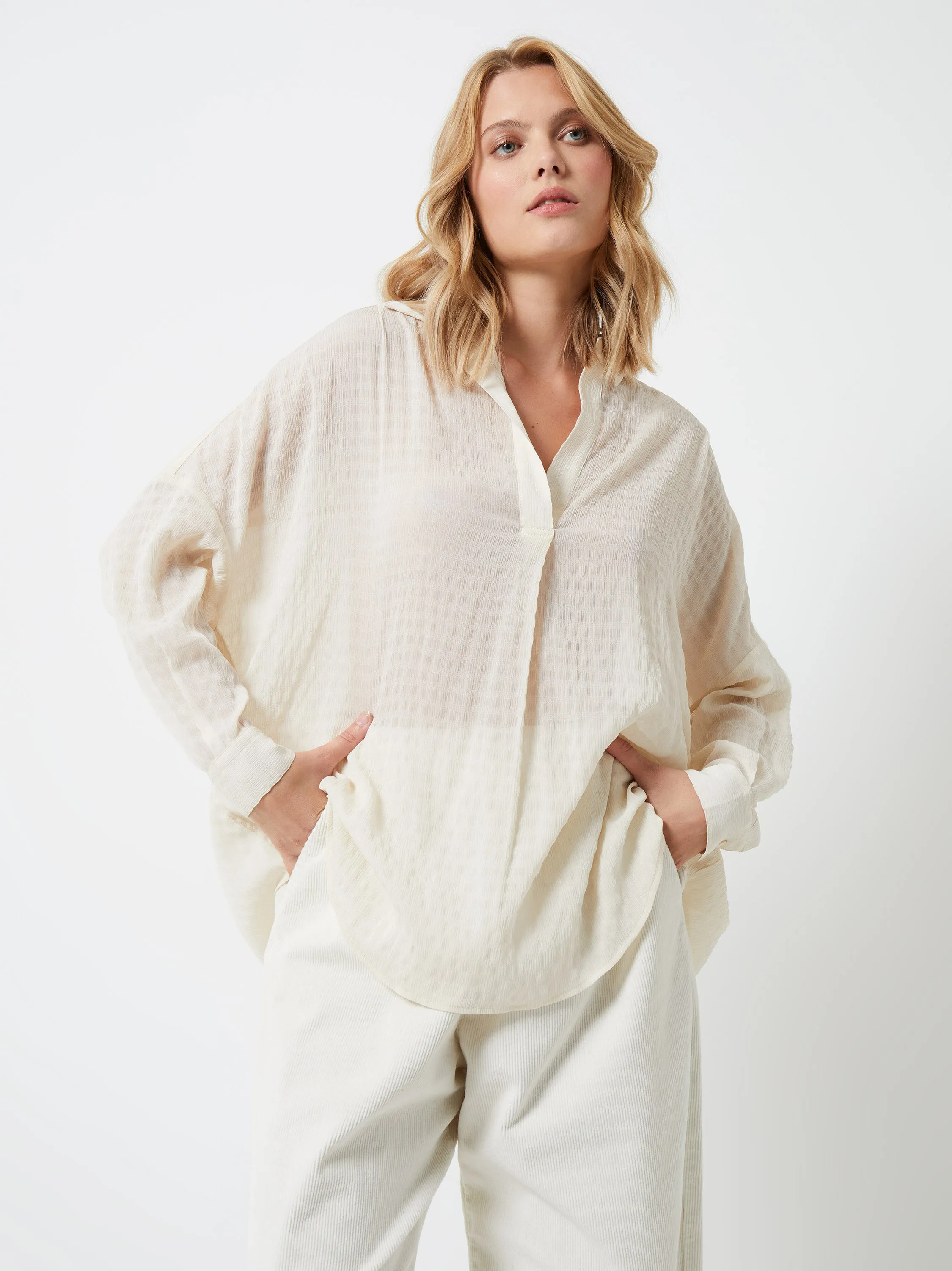 Clar Rhodes Textured Drape Shirt