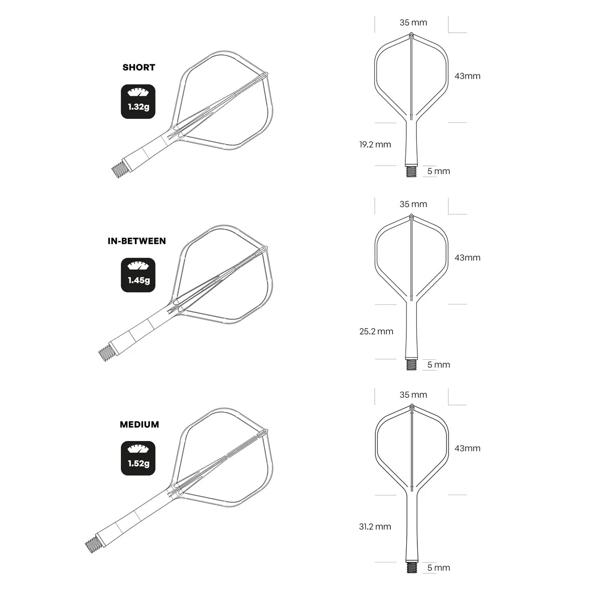 Flight Deck Black One Piece Dart Flight and Shaft System by Shot