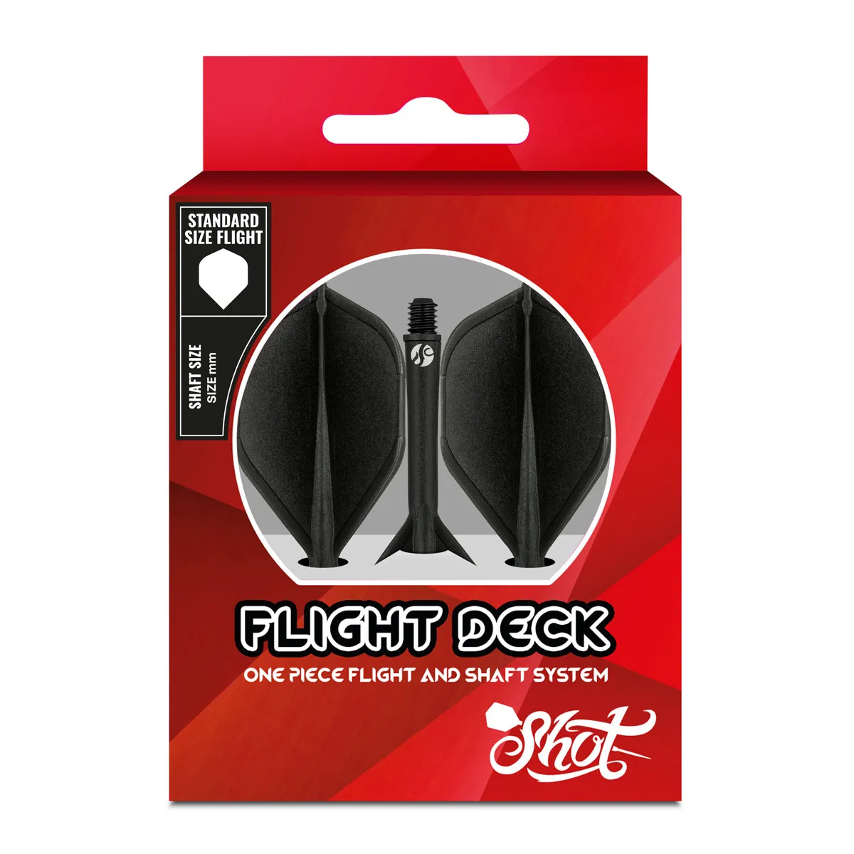 Flight Deck Black One Piece Dart Flight and Shaft System by Shot