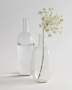 Hammered Glass Bottles (Set of 2)