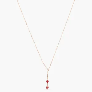 Heart CZ Charms Drop Silver Necklace