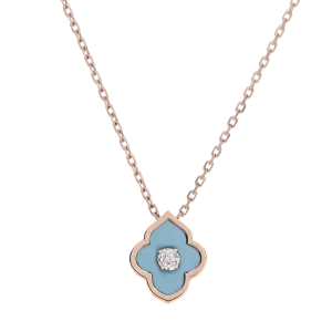 LUCE COLOUR - PENDANT ROSE GOLD TURQUOISE & 1 DIAMOND S