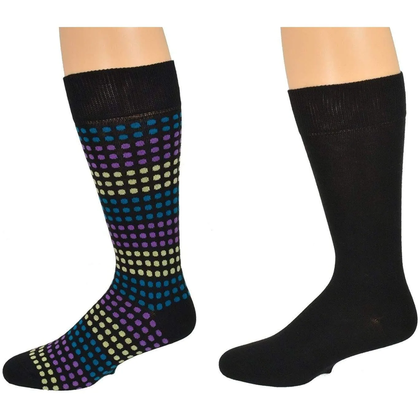 Men's Dressy Casual Socks in Cotton Blend Mid Calf Multi-Pair Packs