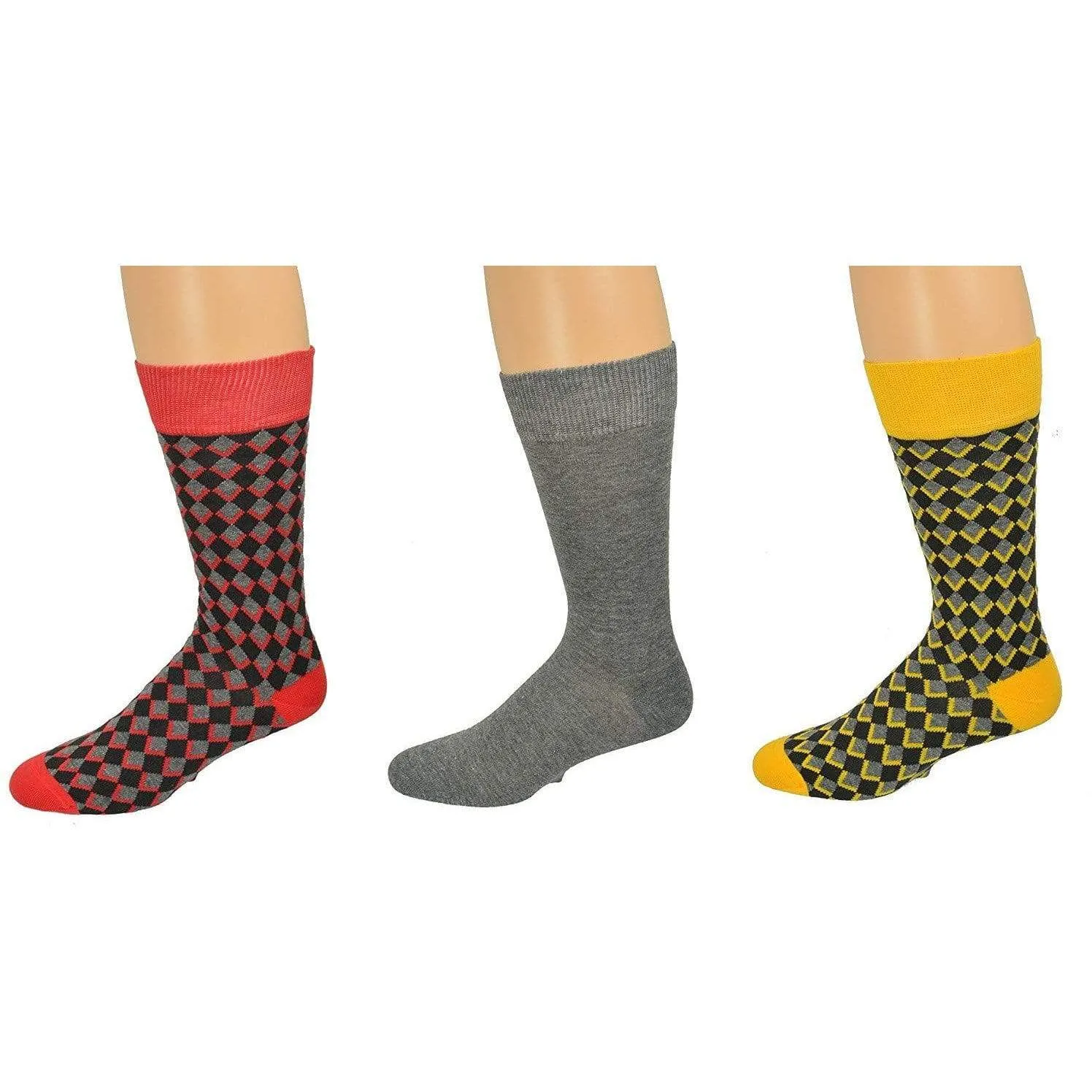 Men's Dressy Casual Socks in Cotton Blend Mid Calf Multi-Pair Packs