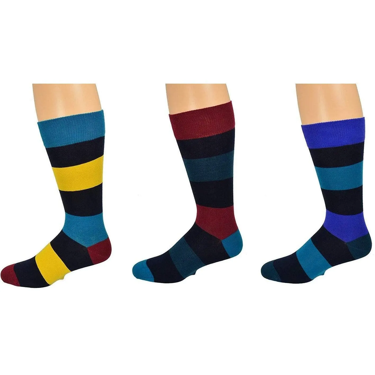 Men's Dressy Casual Socks in Cotton Blend Mid Calf Multi-Pair Packs