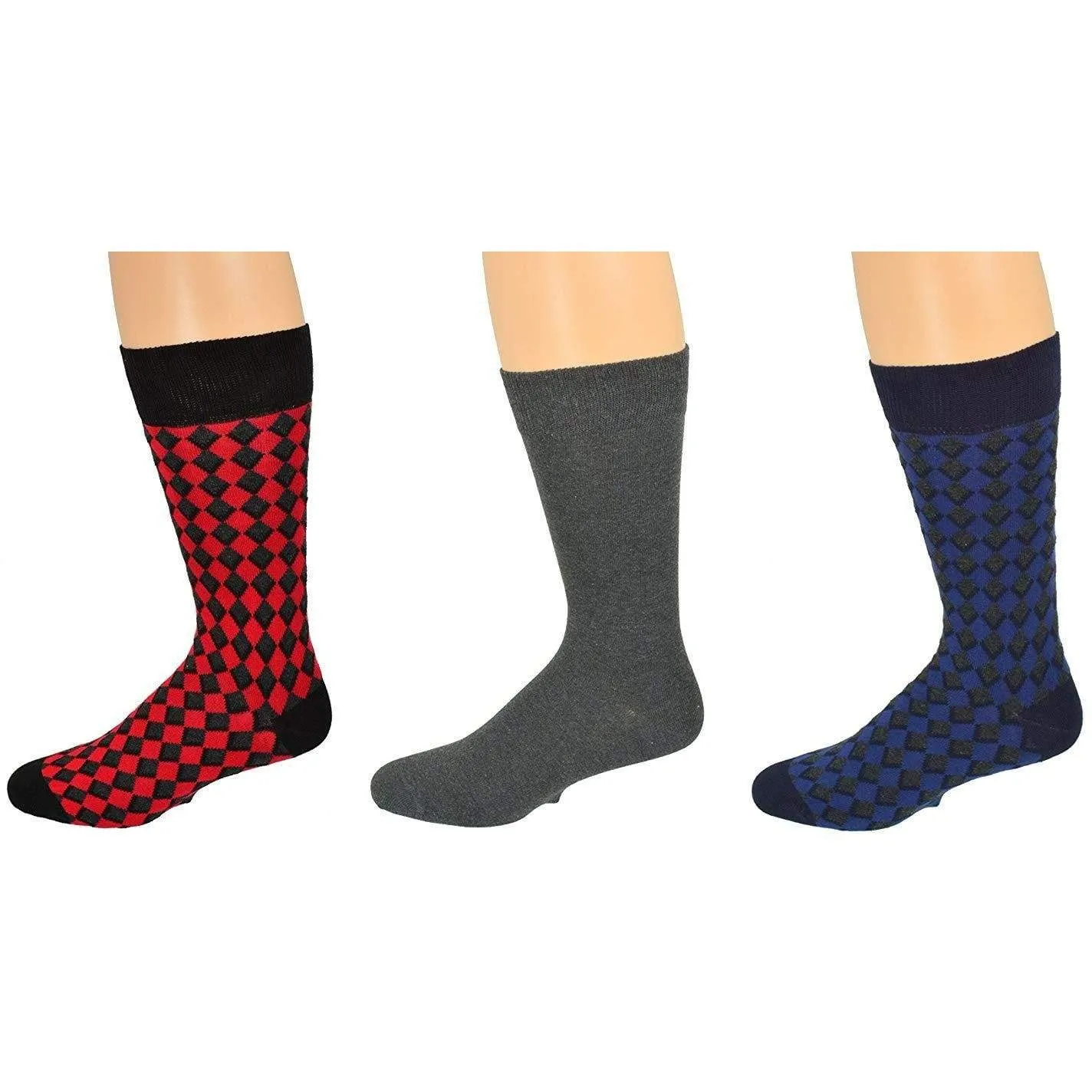 Men's Dressy Casual Socks in Cotton Blend Mid Calf Multi-Pair Packs