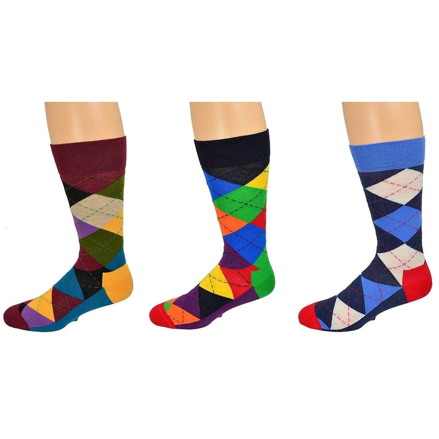 Men's Dressy Casual Socks in Cotton Blend Mid Calf Multi-Pair Packs