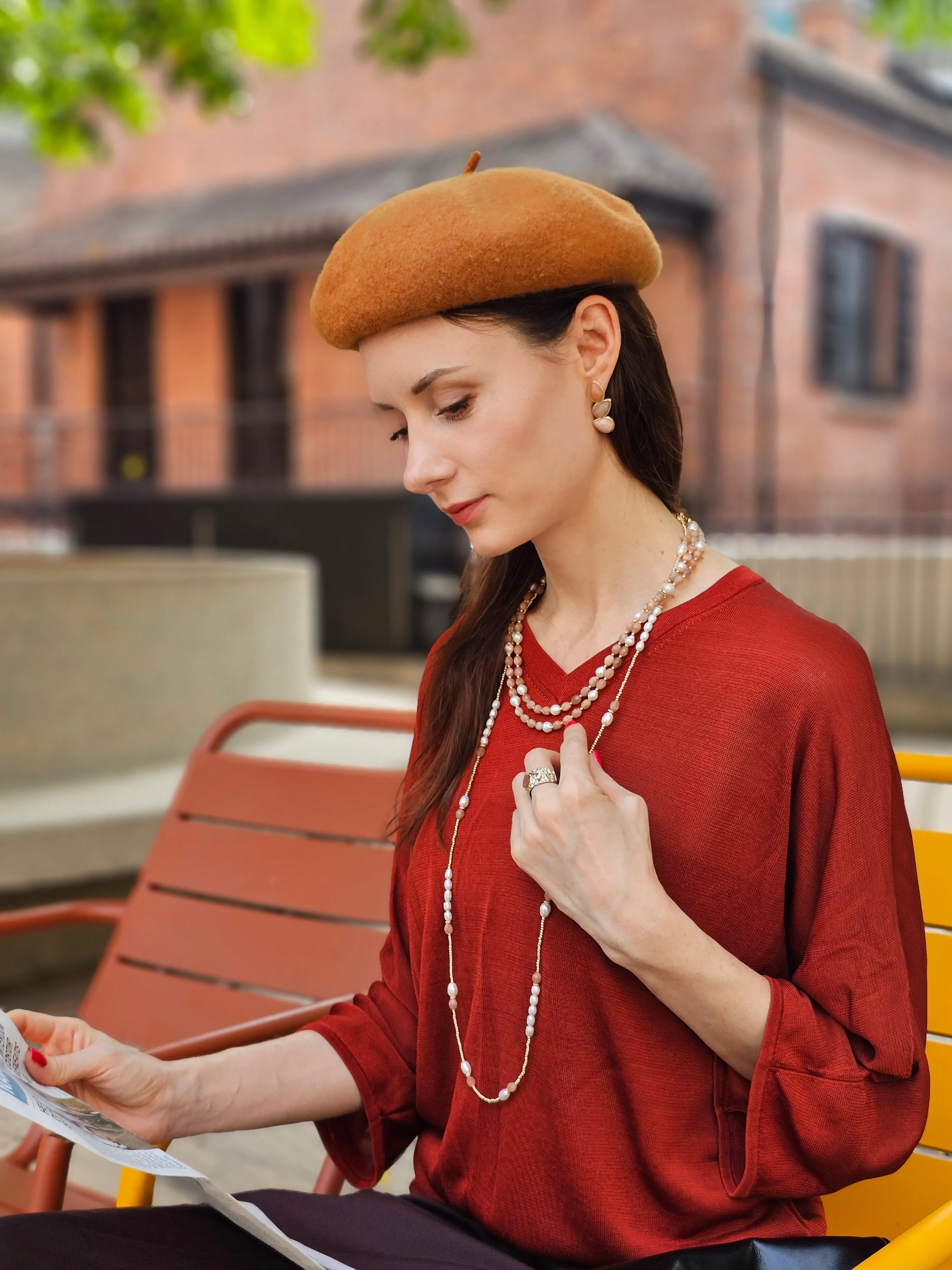 Orange Agate Statement Earrings NE009