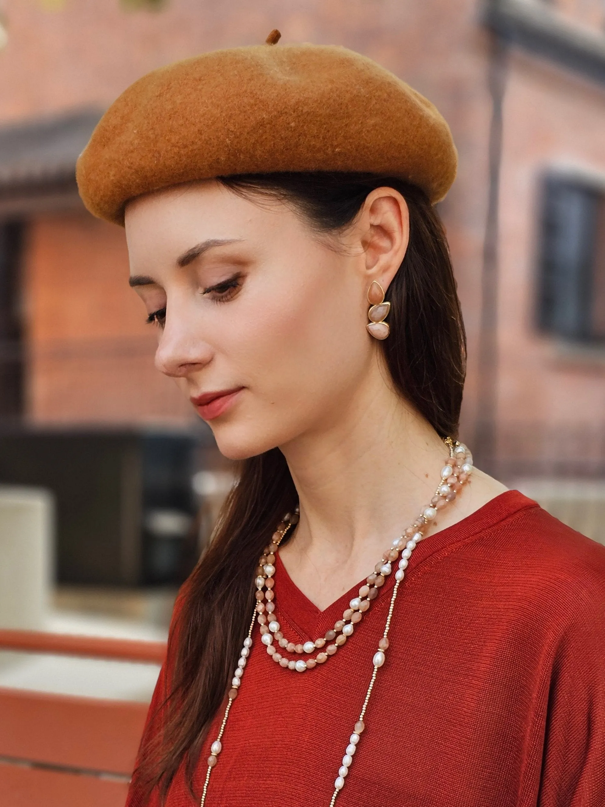 Orange Agate Statement Earrings NE009