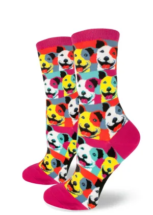 Pop Art Pitbull Crew Socks