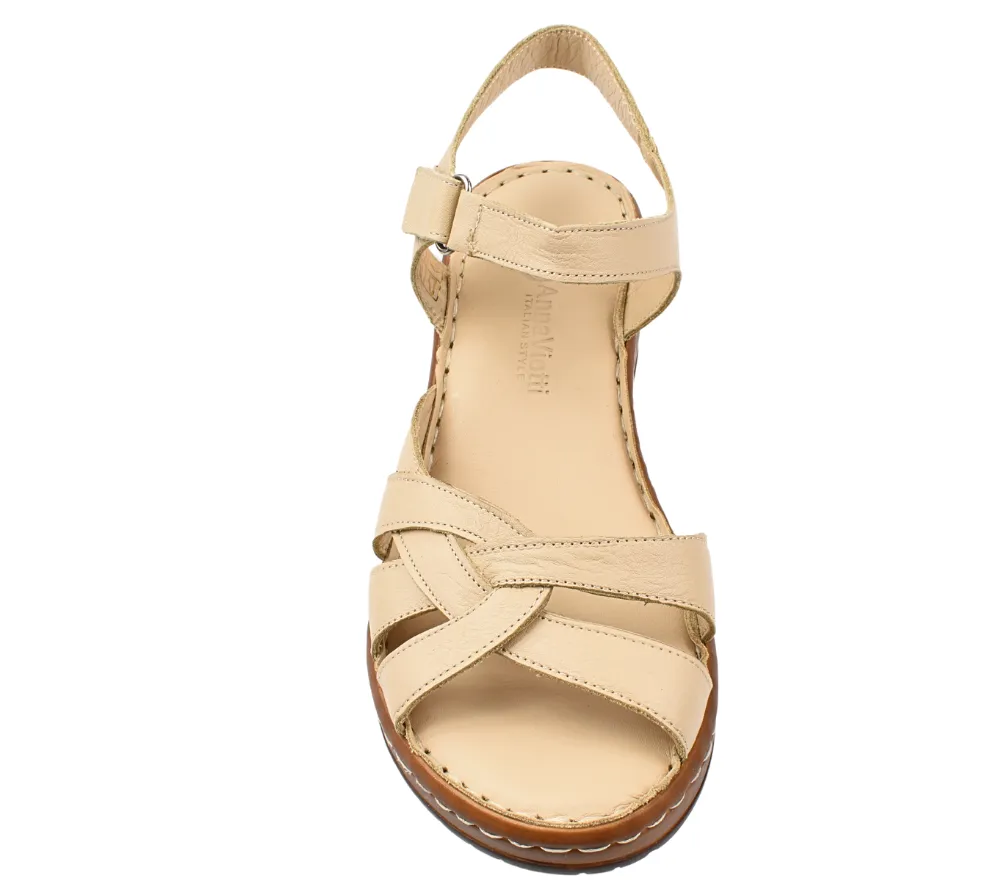 Sandale casual, dama, ANNA VIOTTI, D21-E246-45 bej, piele naturala, platforma