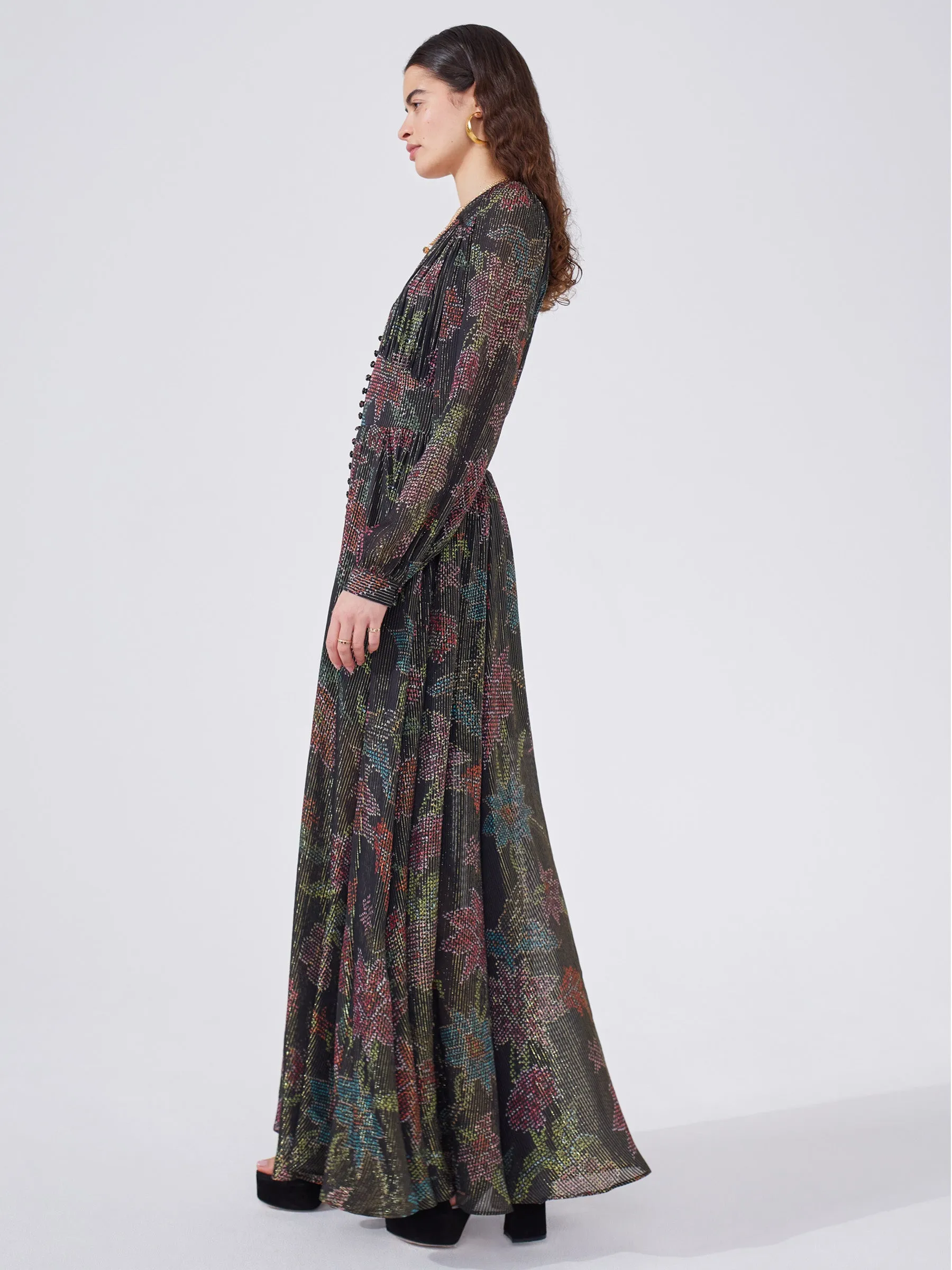 Zina Silk Lurex Volume Gown